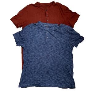 Banana Republic Henley Short Sleeve Tee Bundle - Maroon Blue - Medium